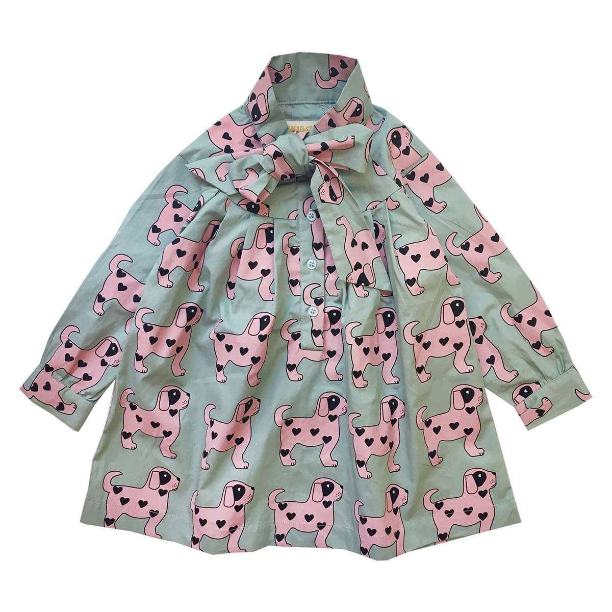Bow Dress- Pink Dogs