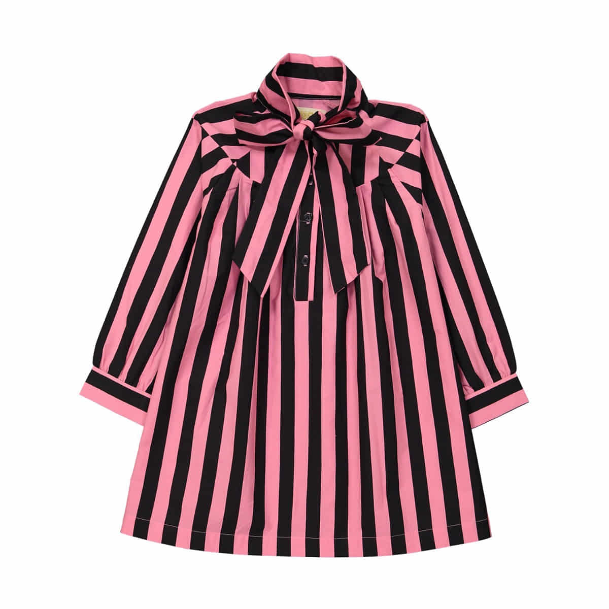 Bow Dress- Pink/Black Stripes