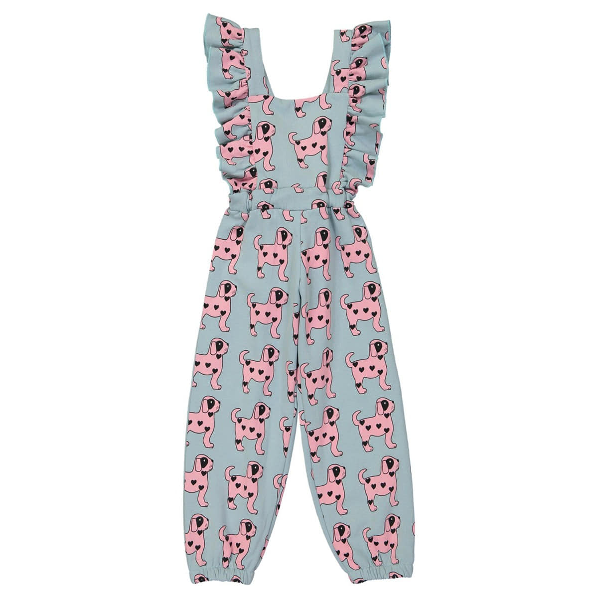 Ruffled Jumpsuit - Pink Dogs
