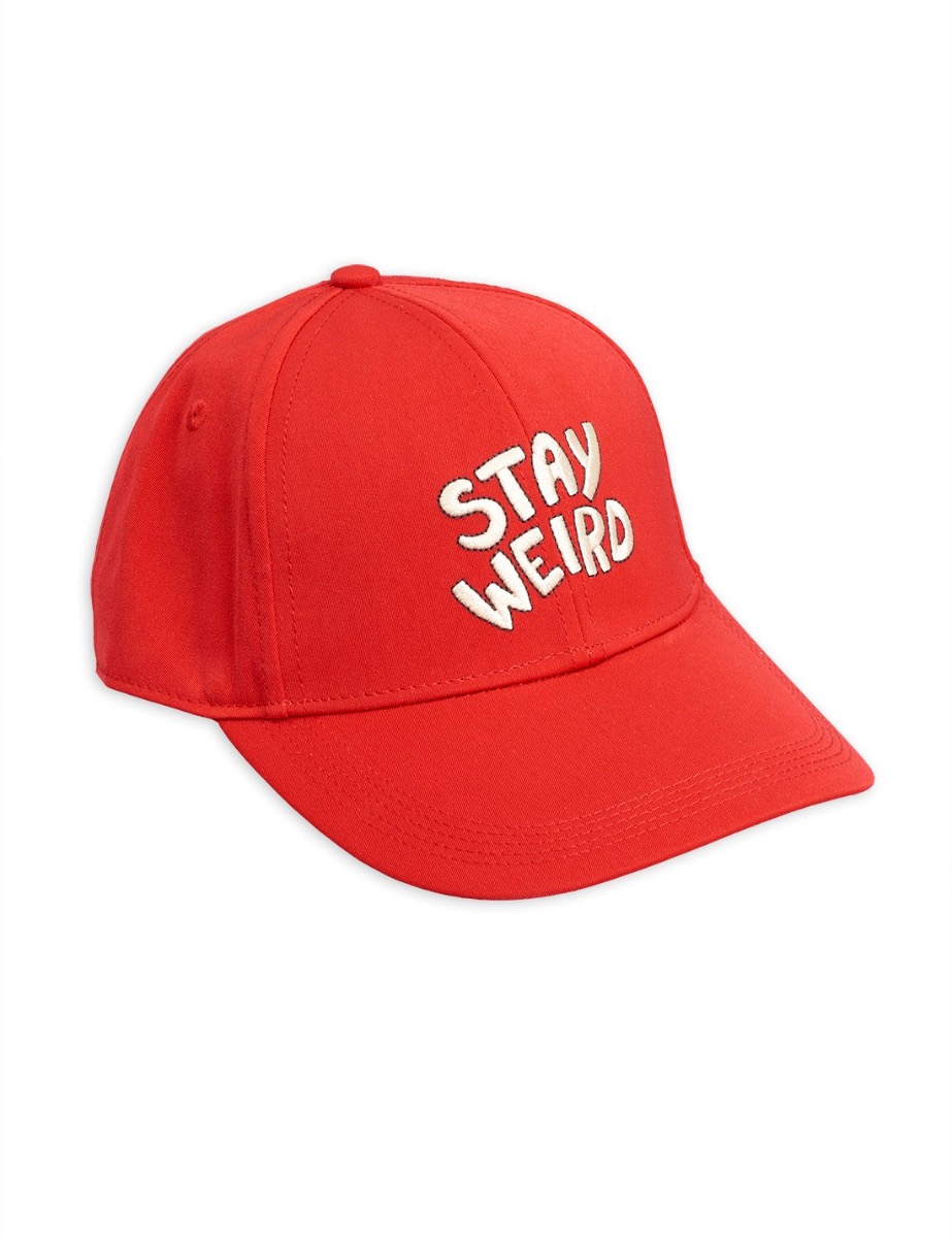 Stay weird embroidery cap (Red)