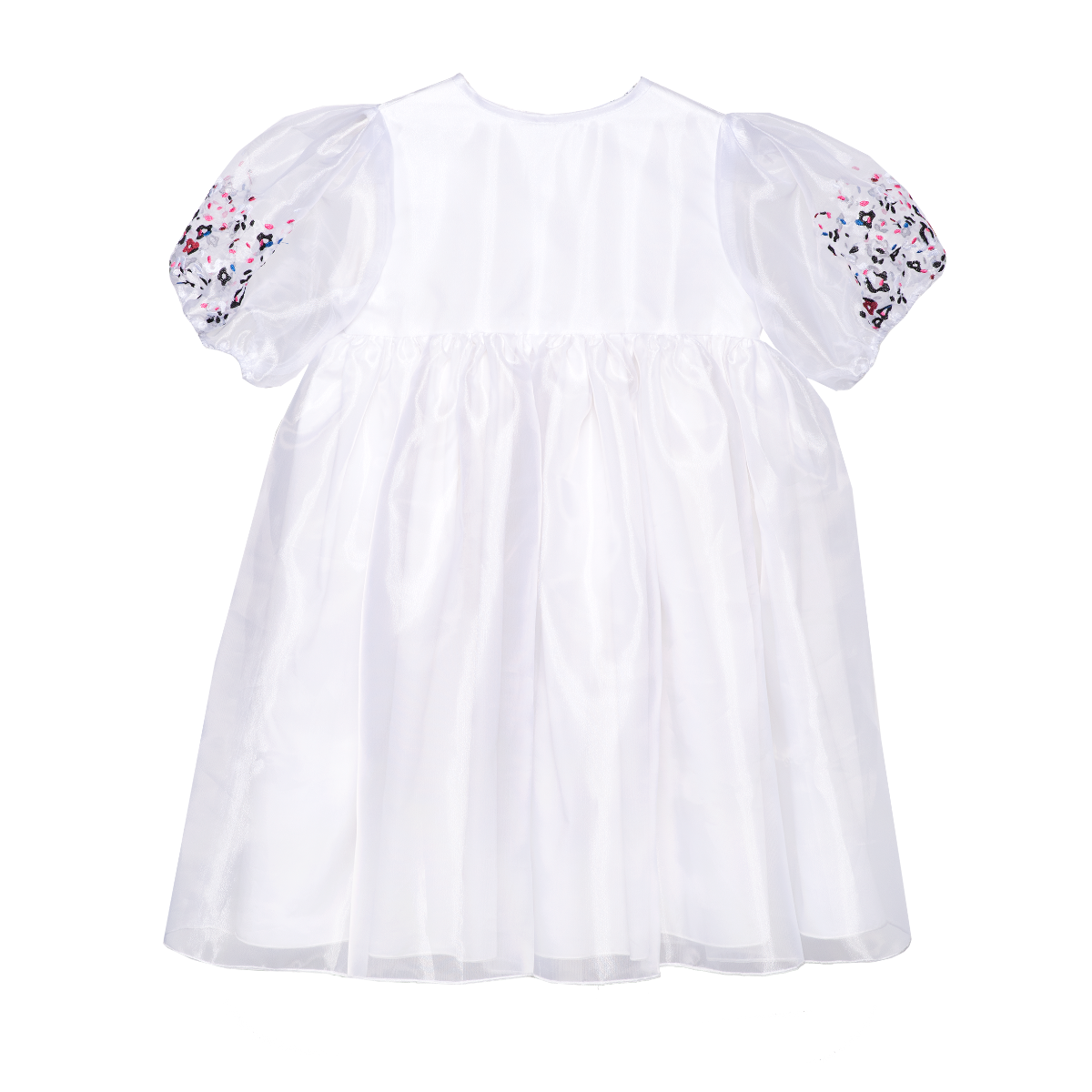 Embroidered Chiffon Dress Ella White, White