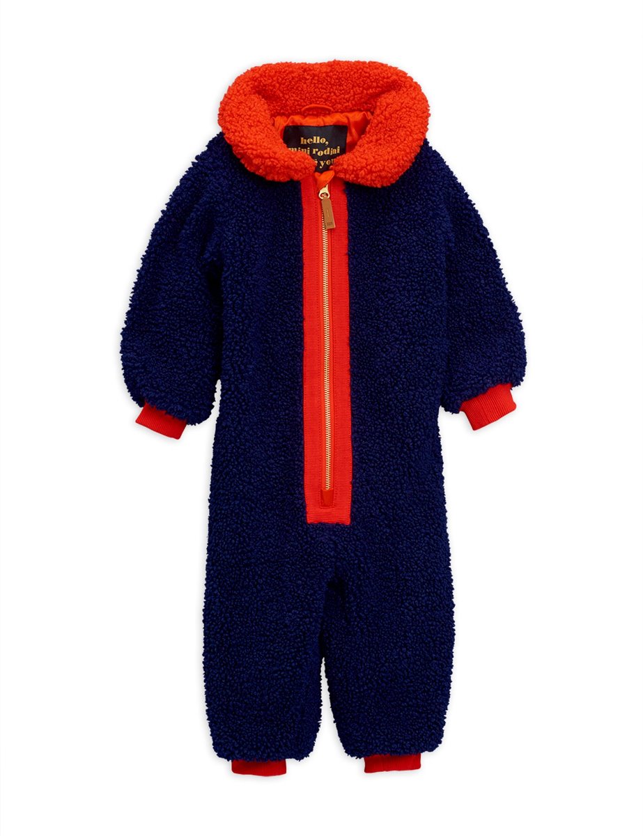 Faux fur baby overall /Blue