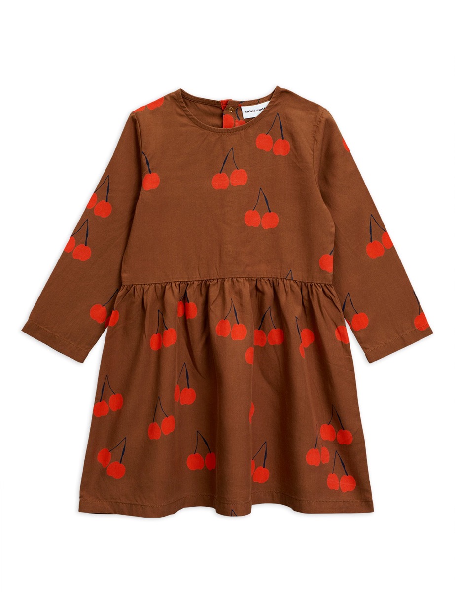 Cherry woven ls dress /Brown