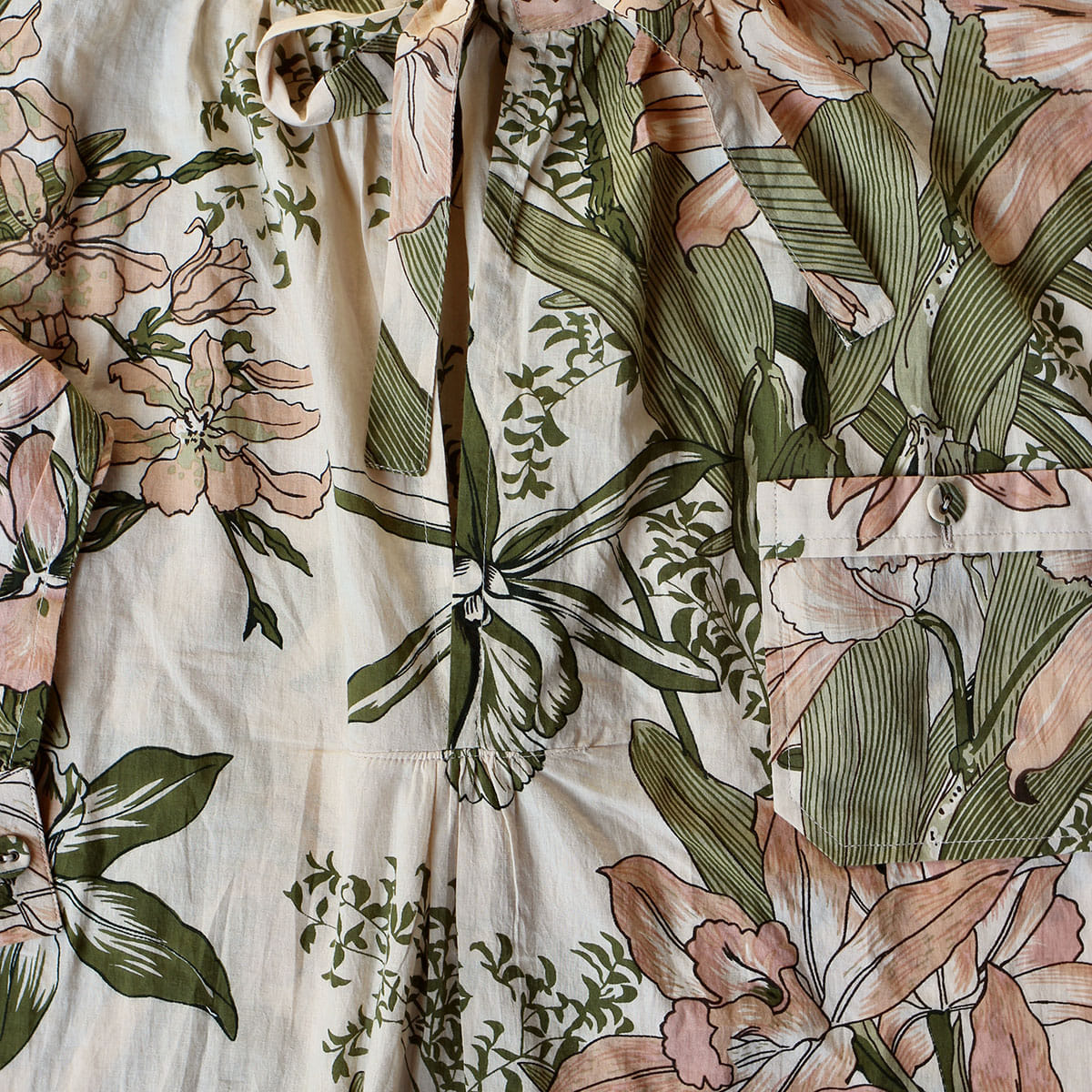 Women painter blouse(Orchid print cotton voile)