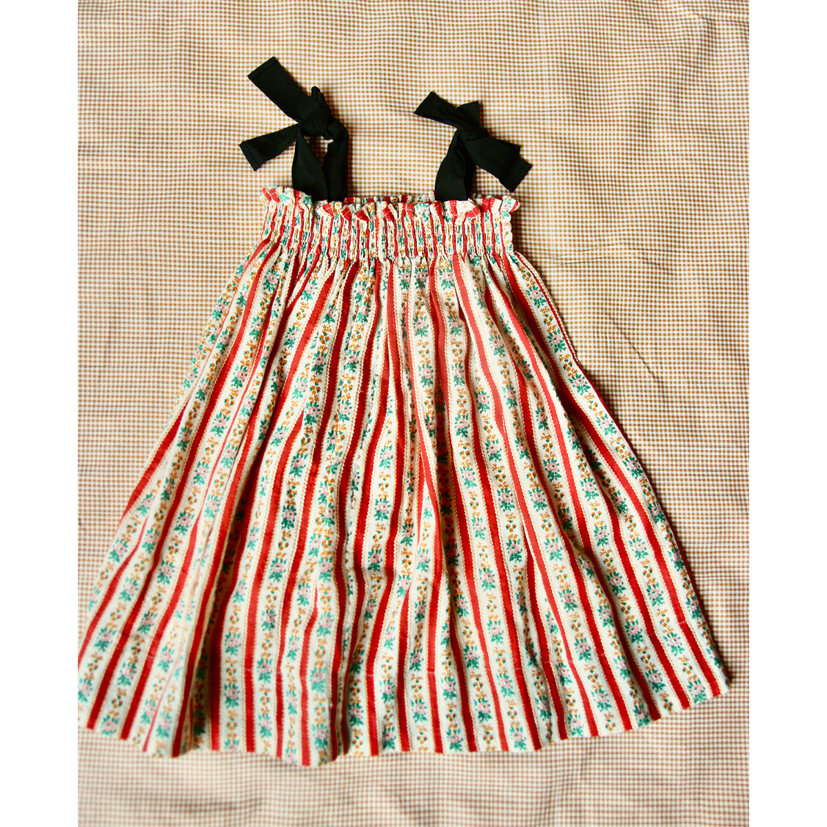Long dress / Skirt(Wall paper stripe print slub cotton)