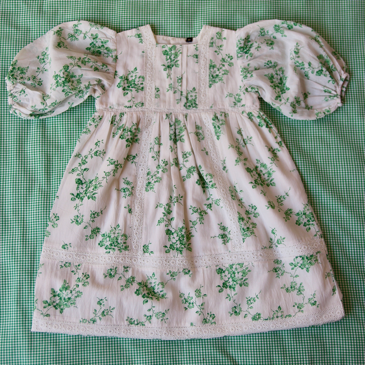 Memory dress(Green flower print cotton/viscose)