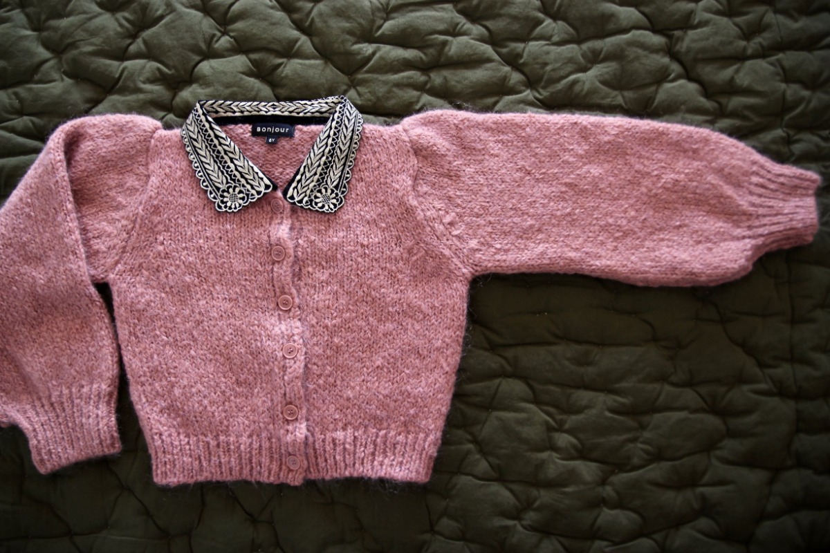 Cardigan - collar Knitted molhair yarn - Pink