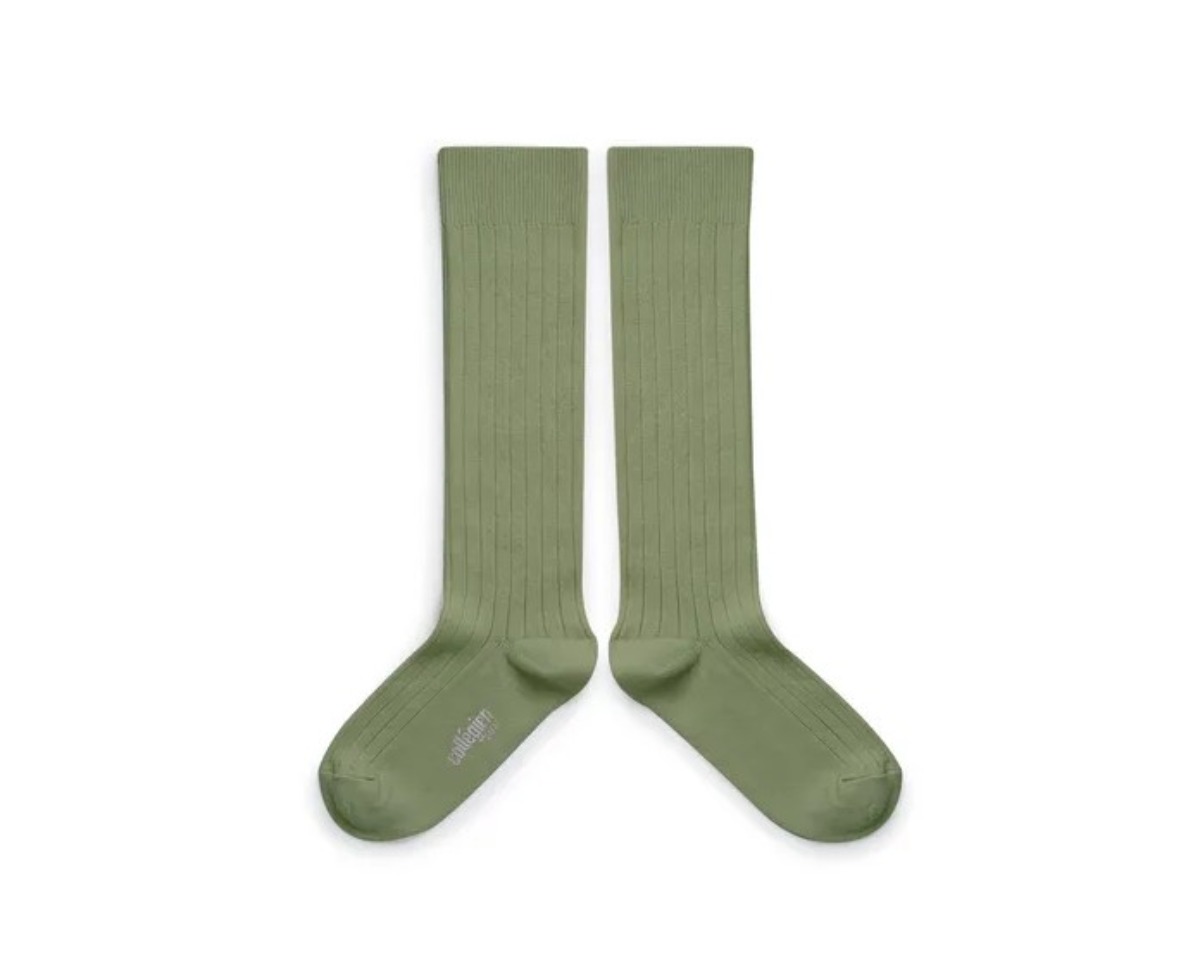 La Haute Ribbed Knee-High Socks(NO.188 Sauge)