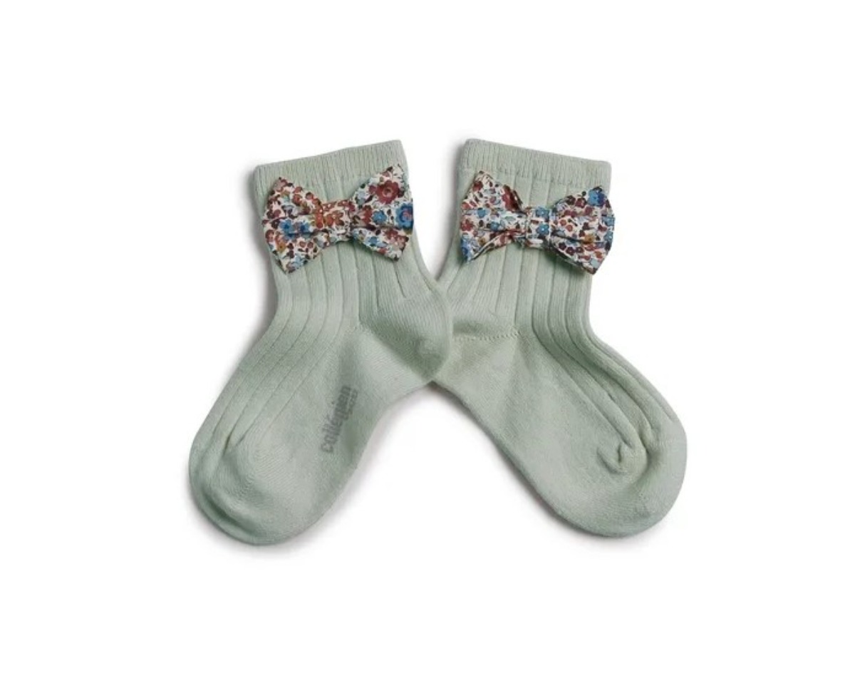 Béatrice Ankle Sock with Liberty Bow(NO.876 Aigue Marine)