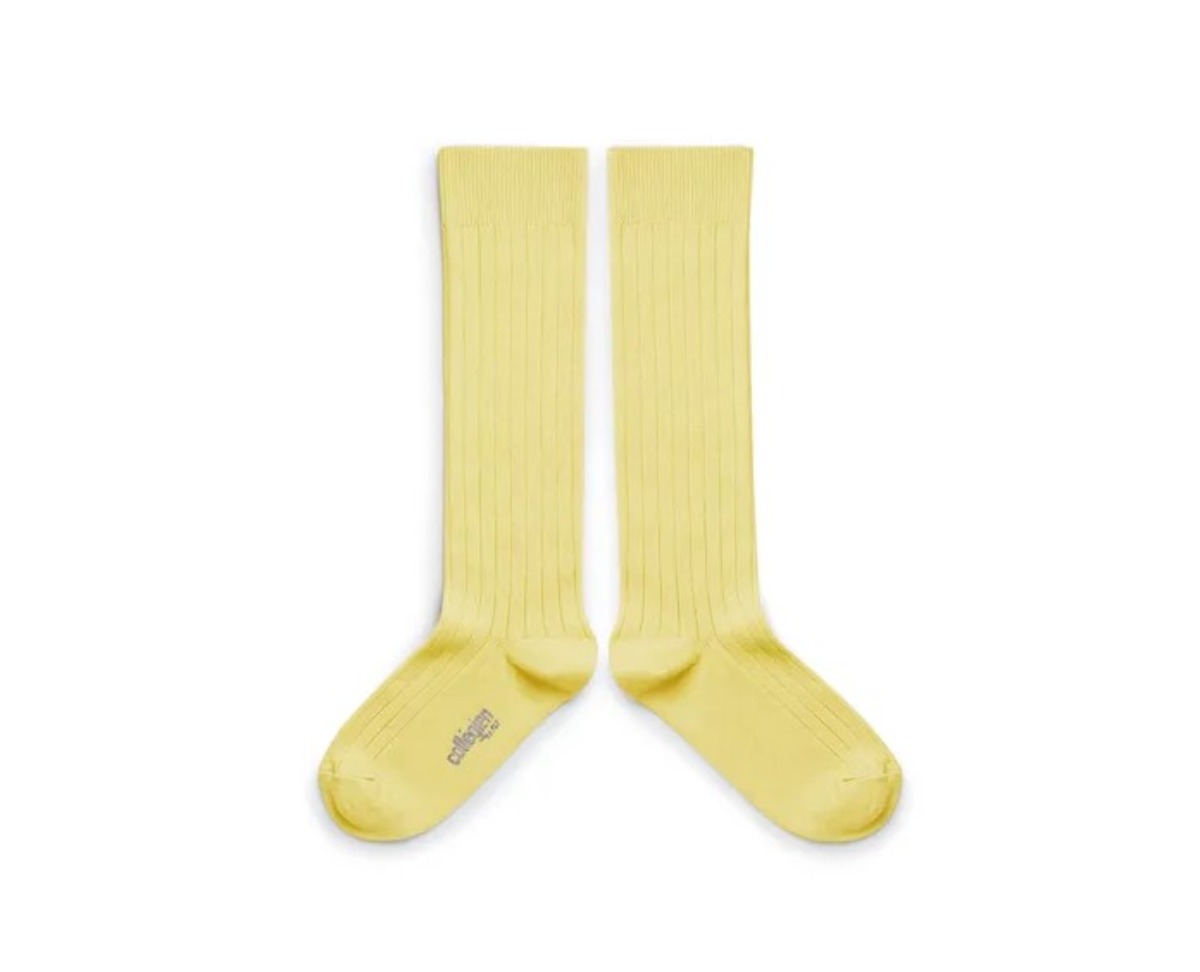 La Haute Ribbed Knee-High Socks(NO.039 Vanille)