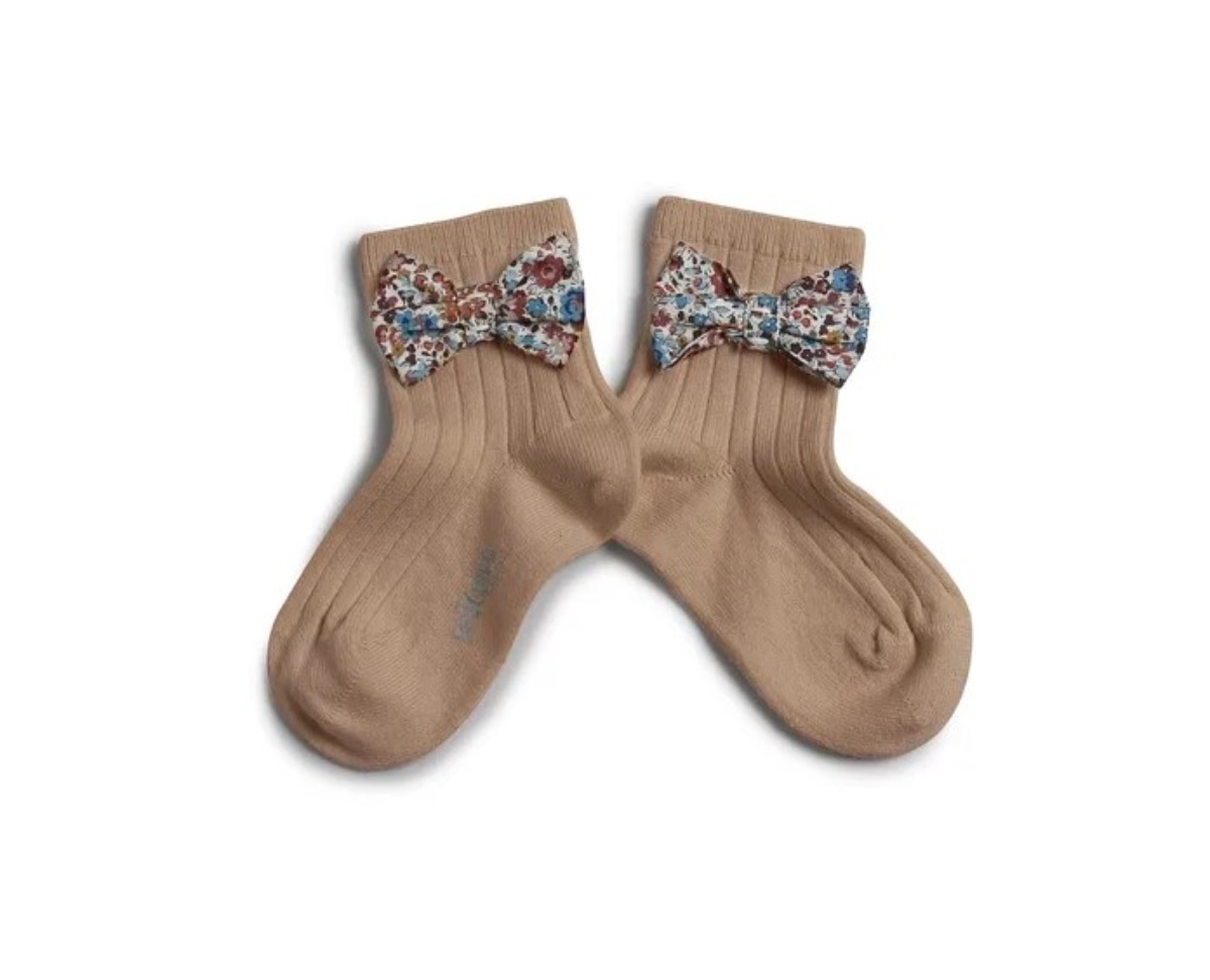 Béatrice Ankle Sock with Liberty Bow(NO.226 Petite Taupe)