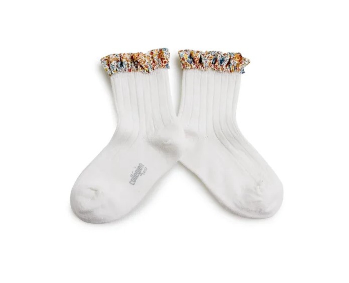 Charlotte Liberty Ruffle Ankle Socks(NO.908 Blanc Neige)