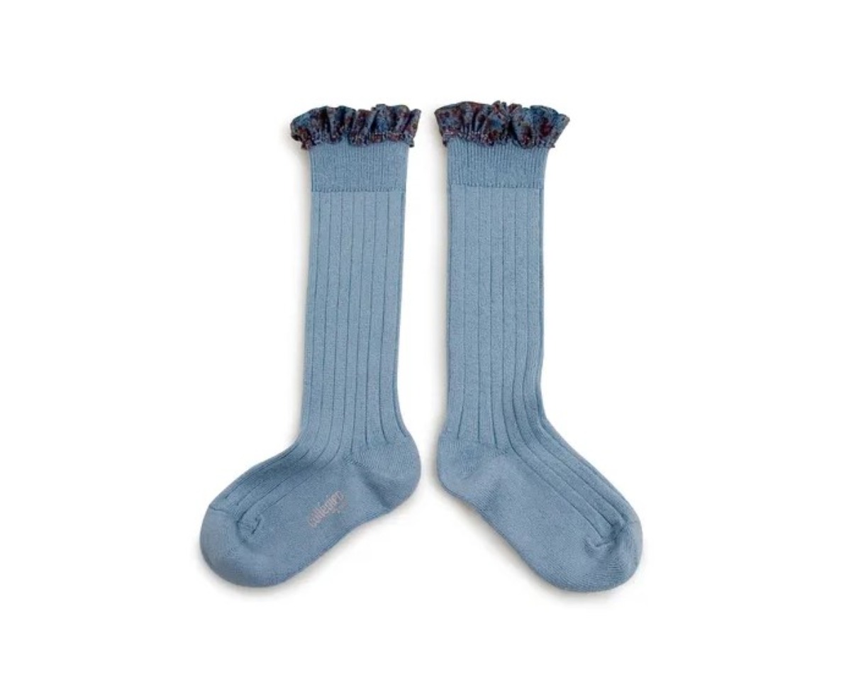 Elisabeth Liberty® Ruffle Knee-High Socks(NO.803 Bleu Azur)