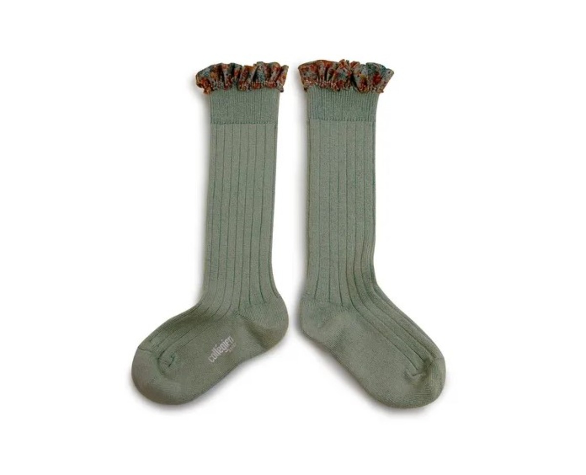 Elisabeth Liberty® Ruffle Knee-High Socks(NO.188 Sauge)
