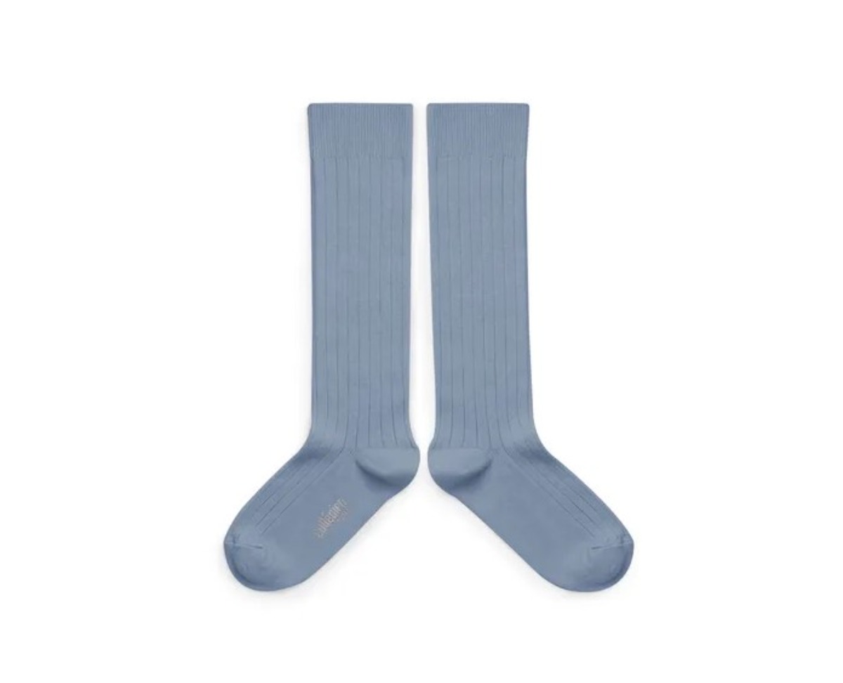 La Haute Ribbed Knee-High Socks(NO.803 Bleu Azur)