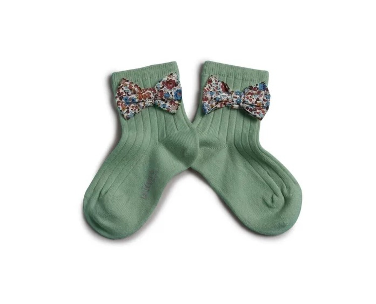 Béatrice Ankle Sock with Liberty Bow(NO.748 Céladon)