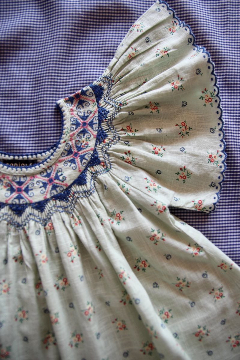 Butterfly blouse with new emb &amp; smocking