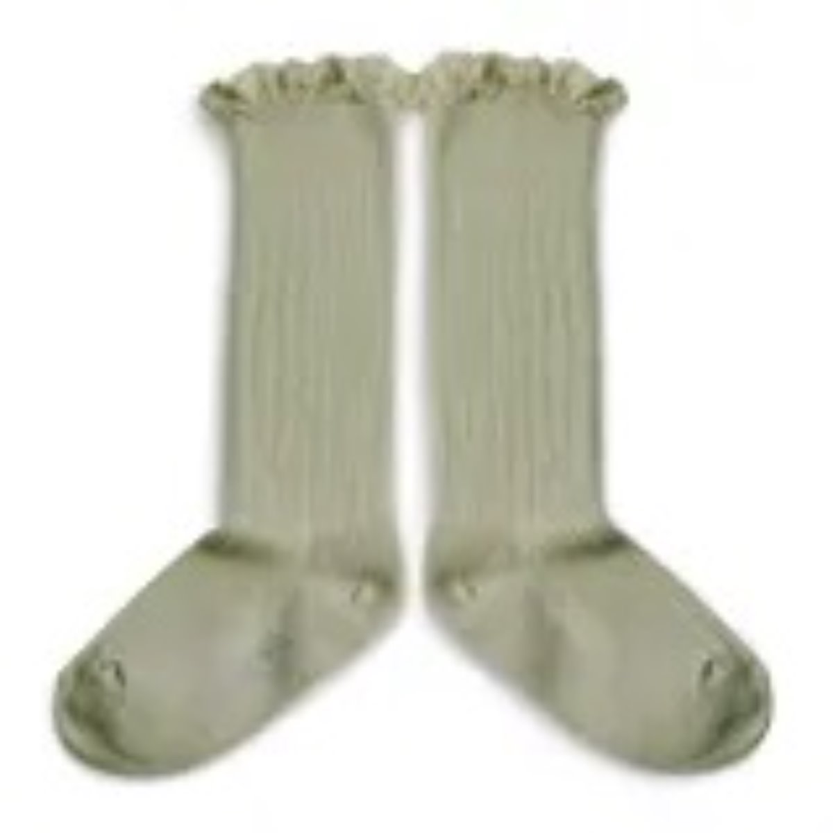 Joséphine - Lace-Trim Ribbed Knee-high Socks - Aigue Marine(no.876)