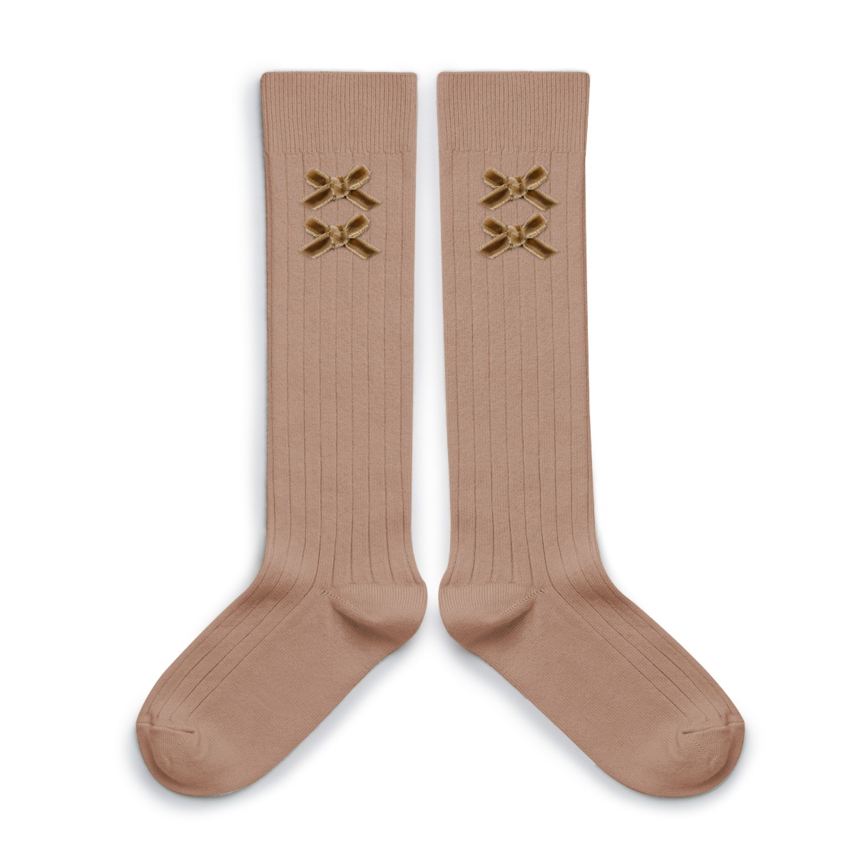 Ribbed Knee-high Socks with Velvet Bows(NO.226)