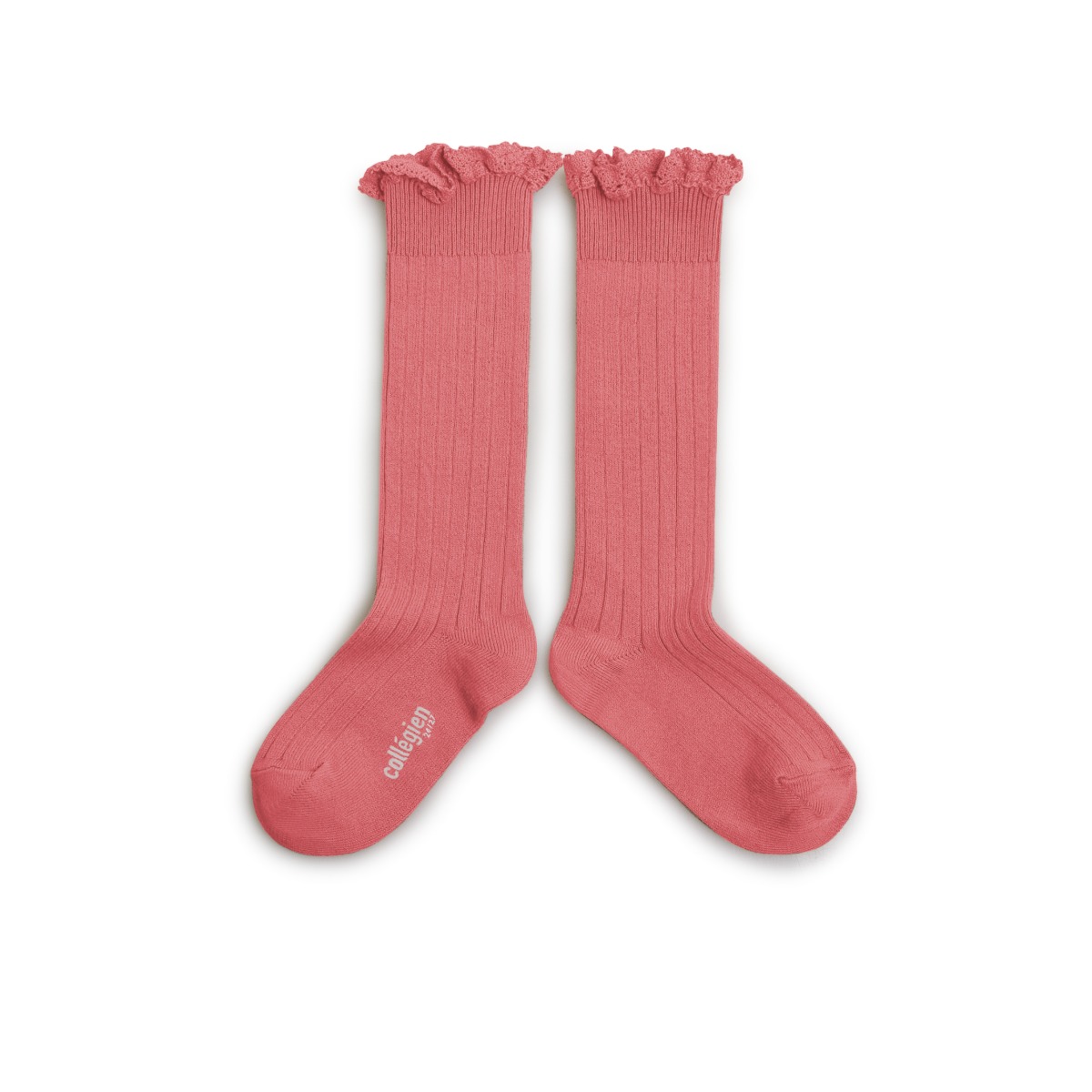 Lace-Trim Ribbed Knee-high Socks(NO.787)