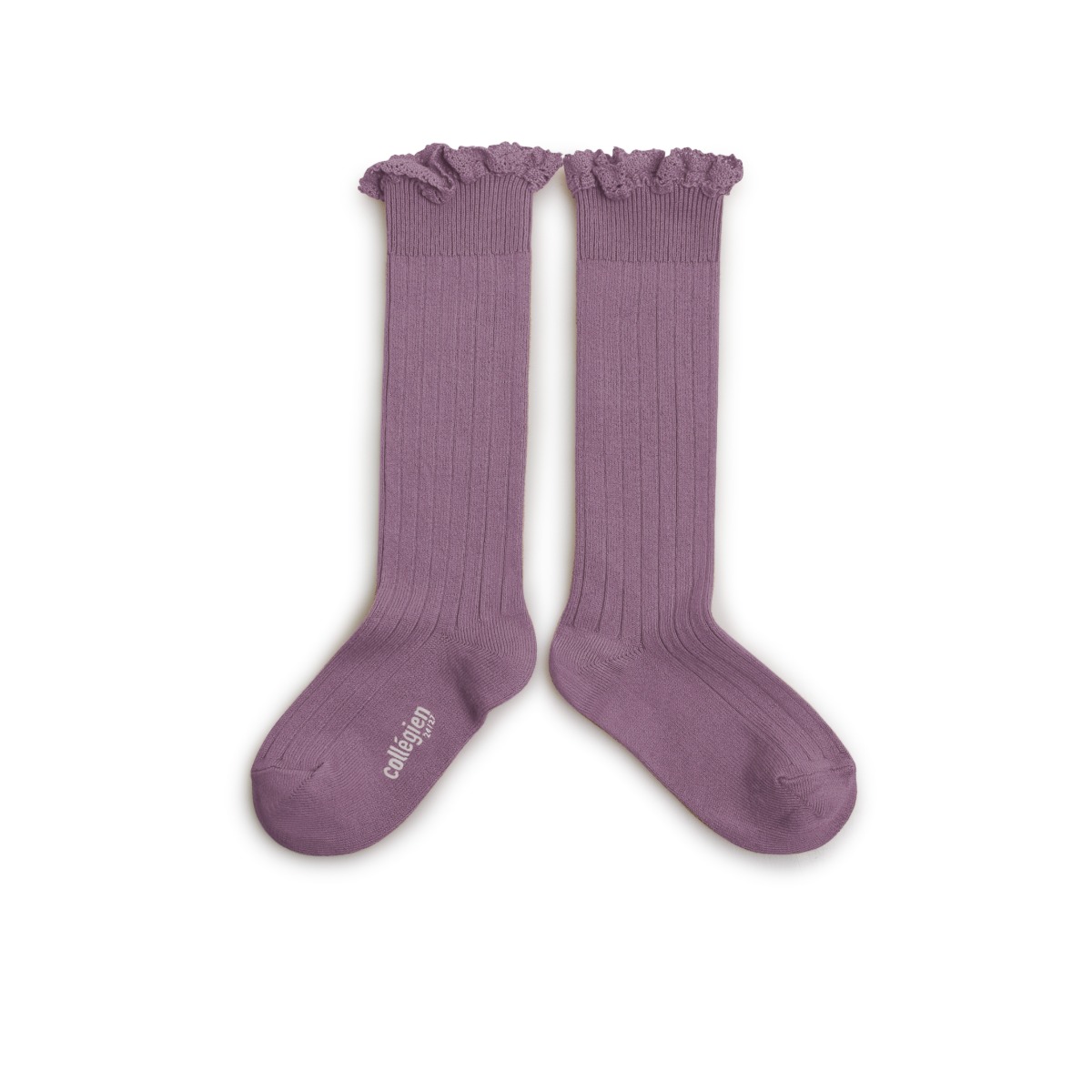 Lace-Trim Ribbed Knee-high Socks(NO.406)