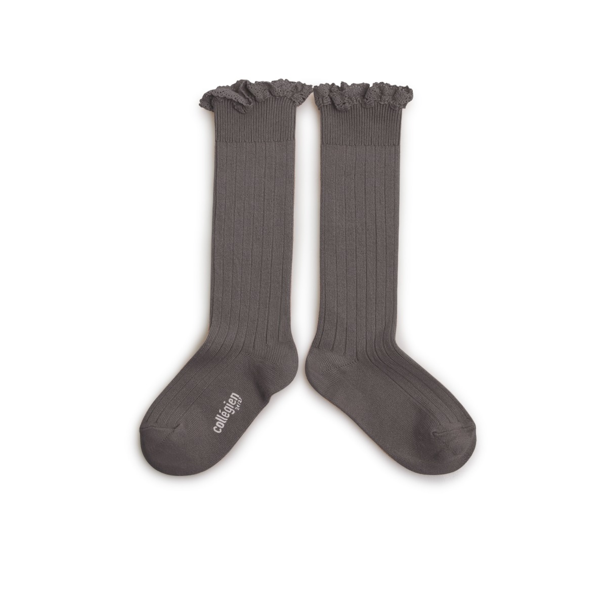 Lace-Trim Ribbed Knee-high Socks(NO.784)