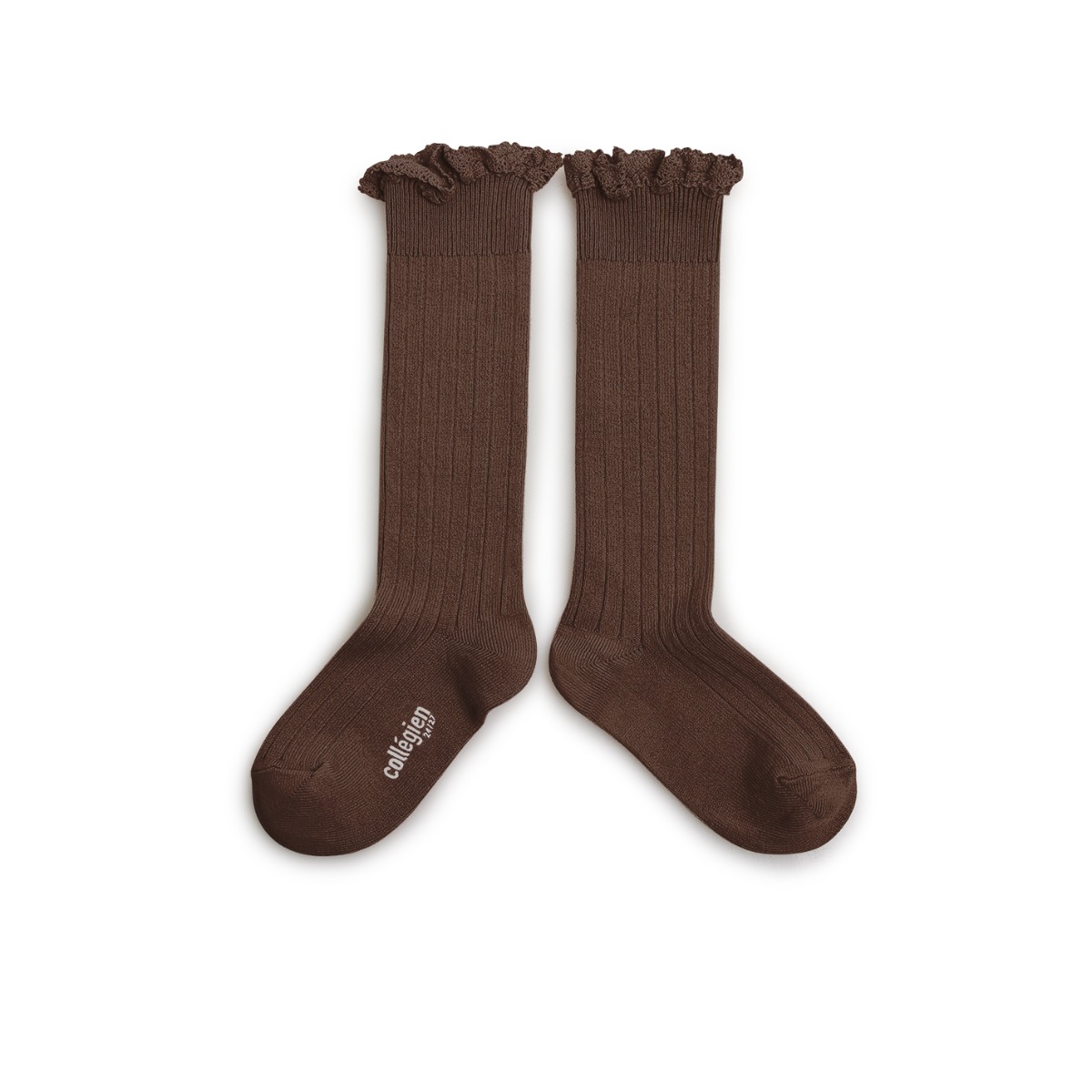 Lace-Trim Ribbed Knee-high Socks(NO.786)