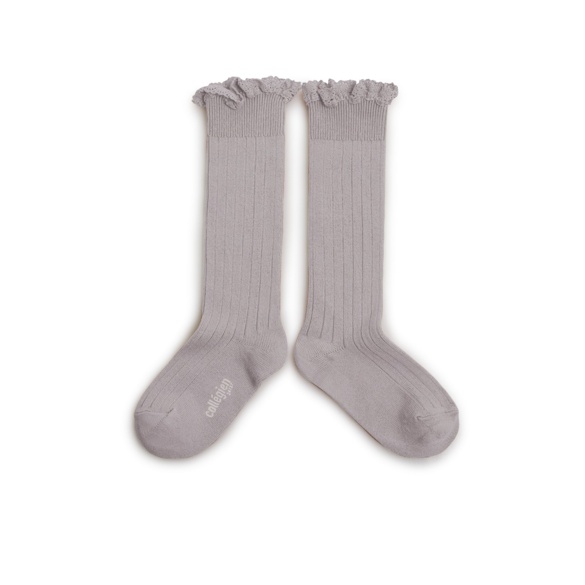 Lace-Trim Ribbed Knee-high Socks(NO.238)