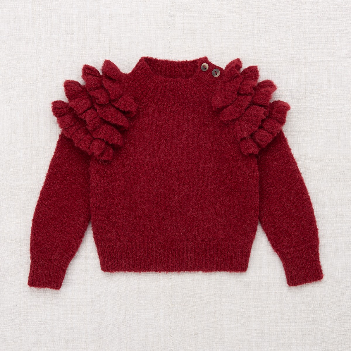 BoucleRuffleSweater-Cranberry