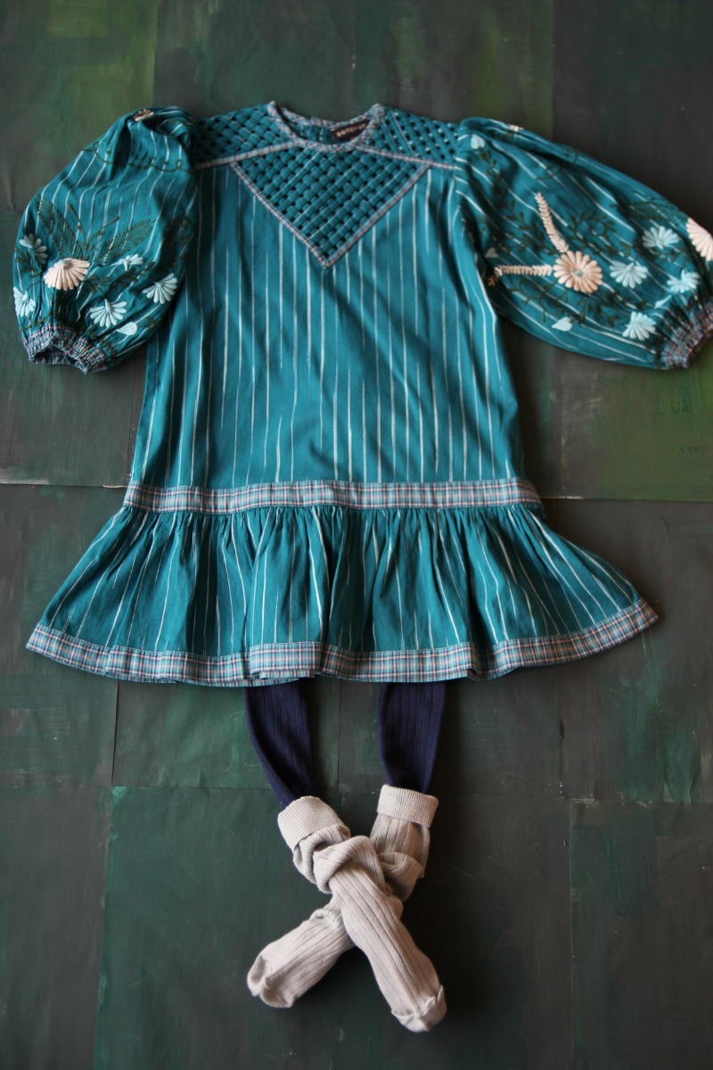 Folk dress with braid top &amp; embroidery