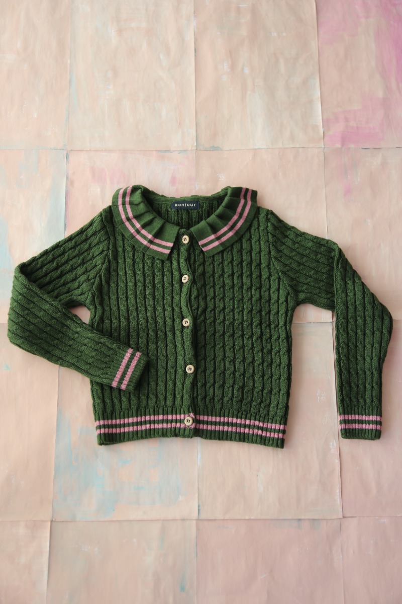 Knitted Cardigan green twist
