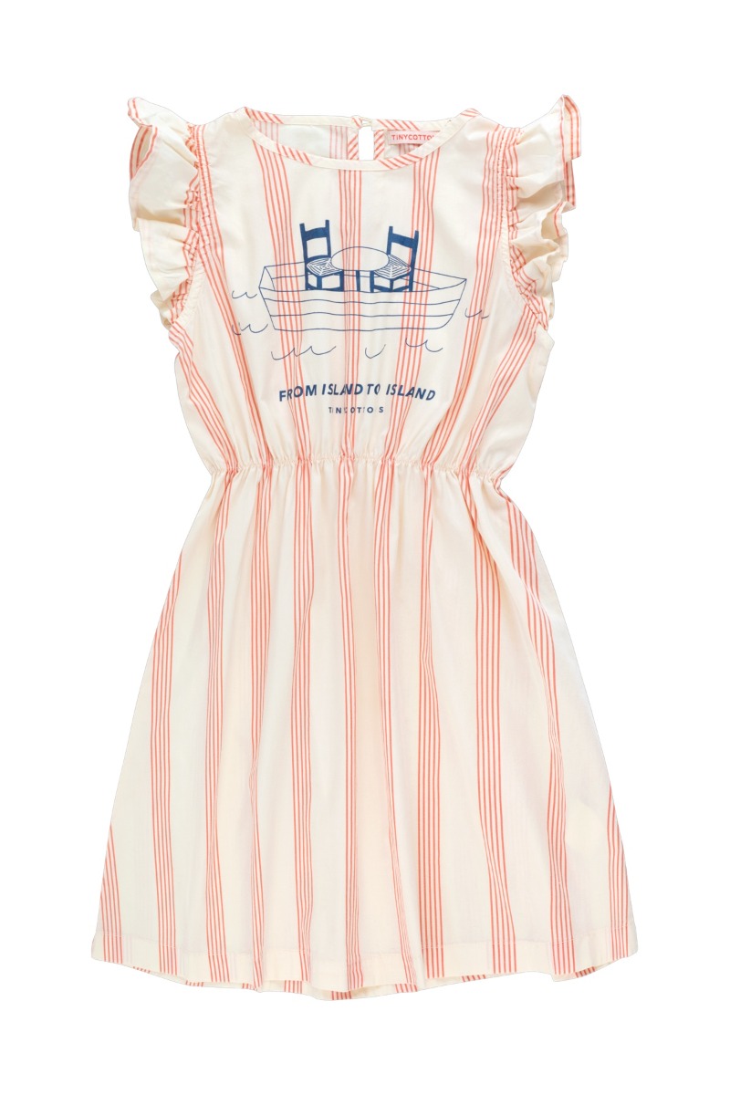 SEA TABLE LINES DRESS(pastel yellow/summer red)