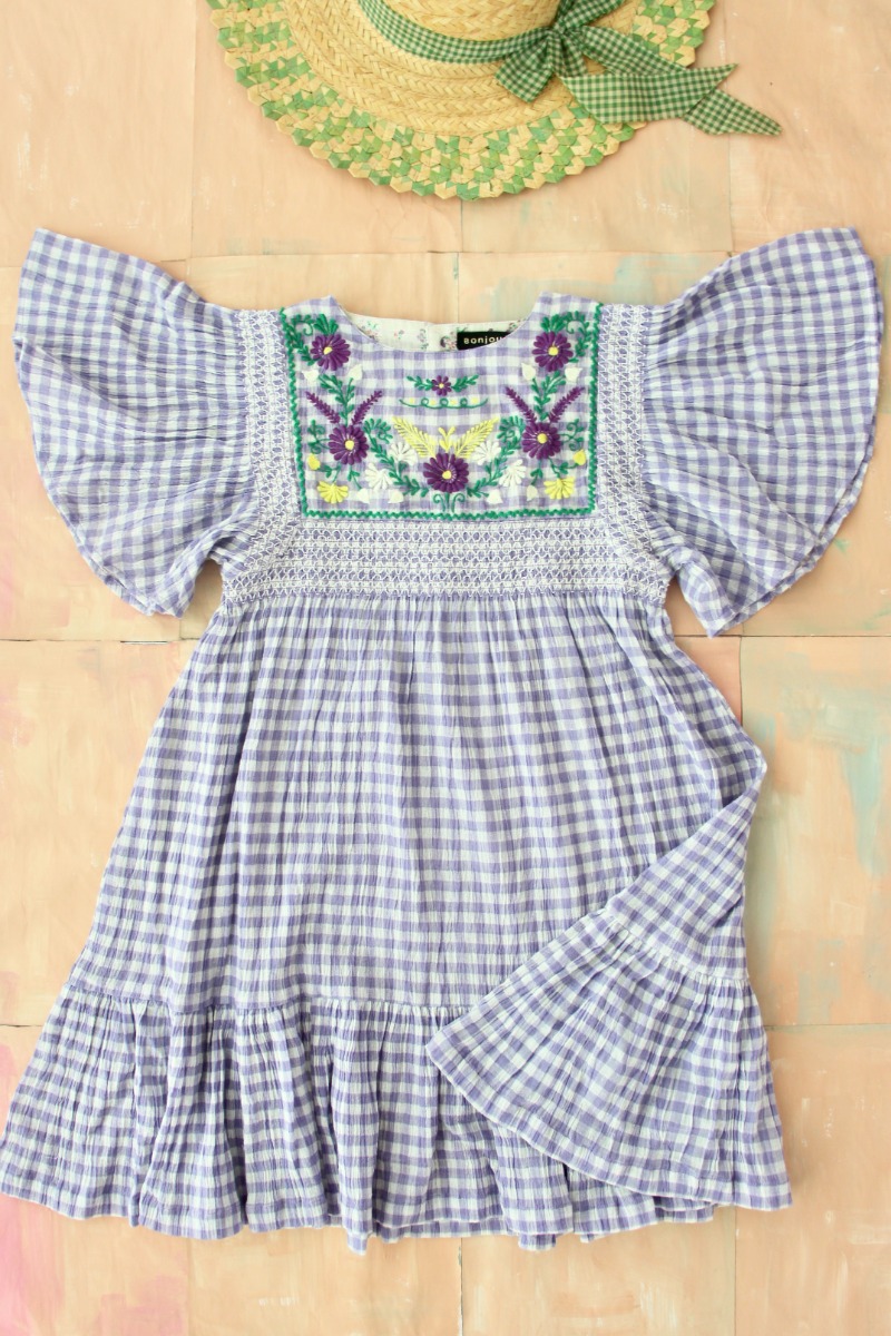 New Rosalie Dress with new sleeves(Violet Gingham)