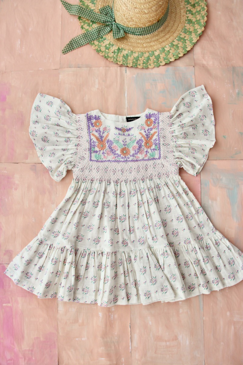 New Rosalie Dress with new sleeves(Small pastels flowers)