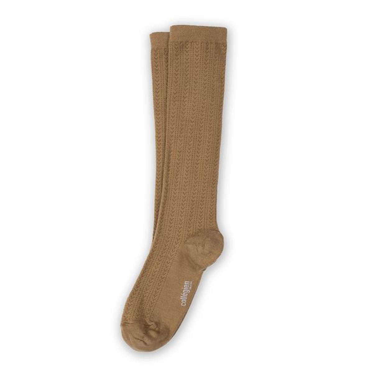 Adèle Pointelle Merino Wool Knee-high Socks - Caramel au Beurre Salé #779