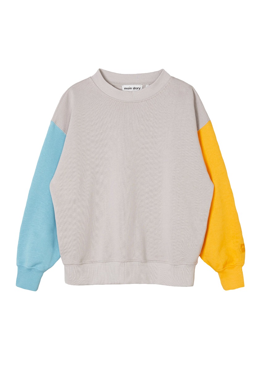 Oversized Sweatshirt(Colourblock Fleece Jersey - Cloud)