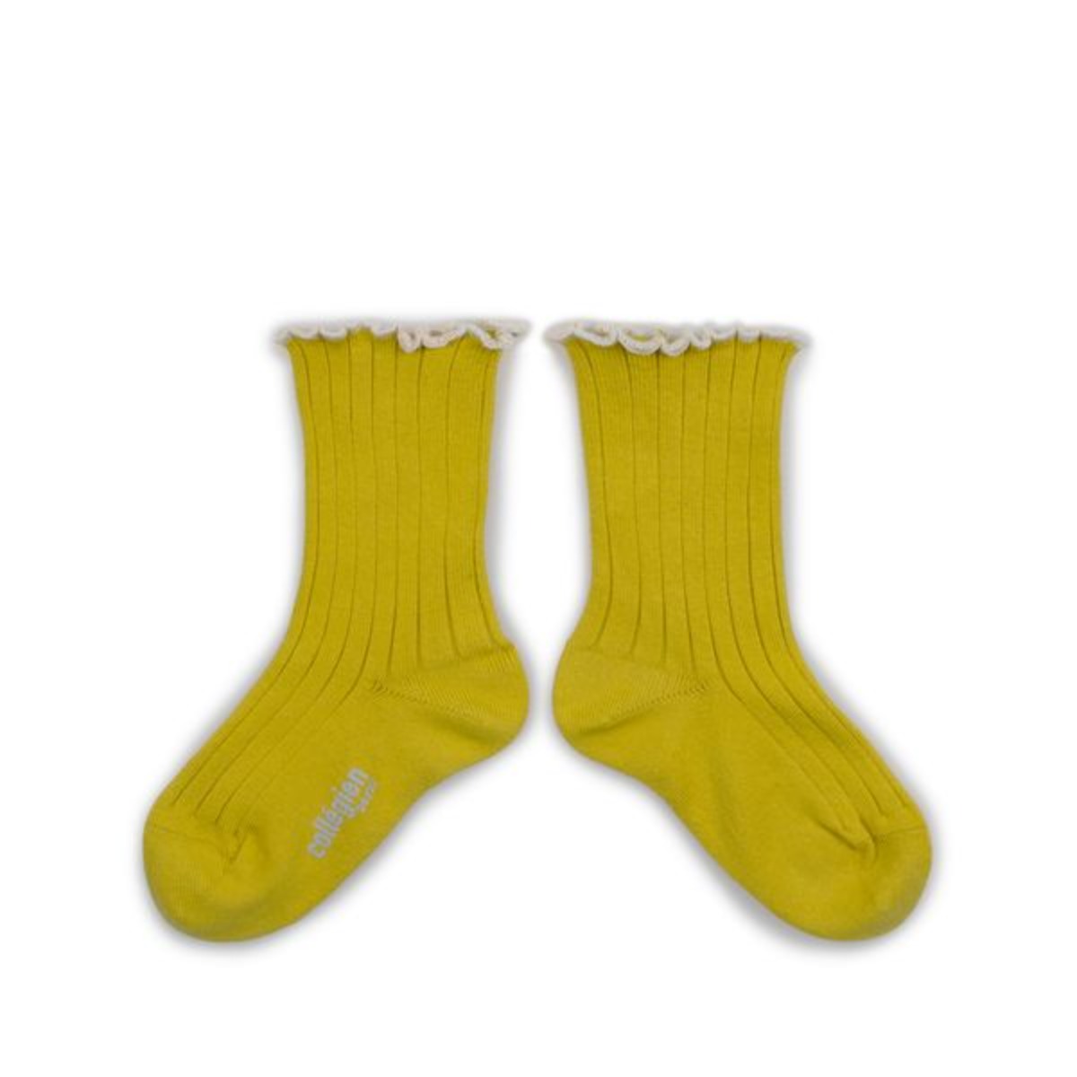Delphine - Lettuce Trim Ribbed Socks - Kiwi Doré #172