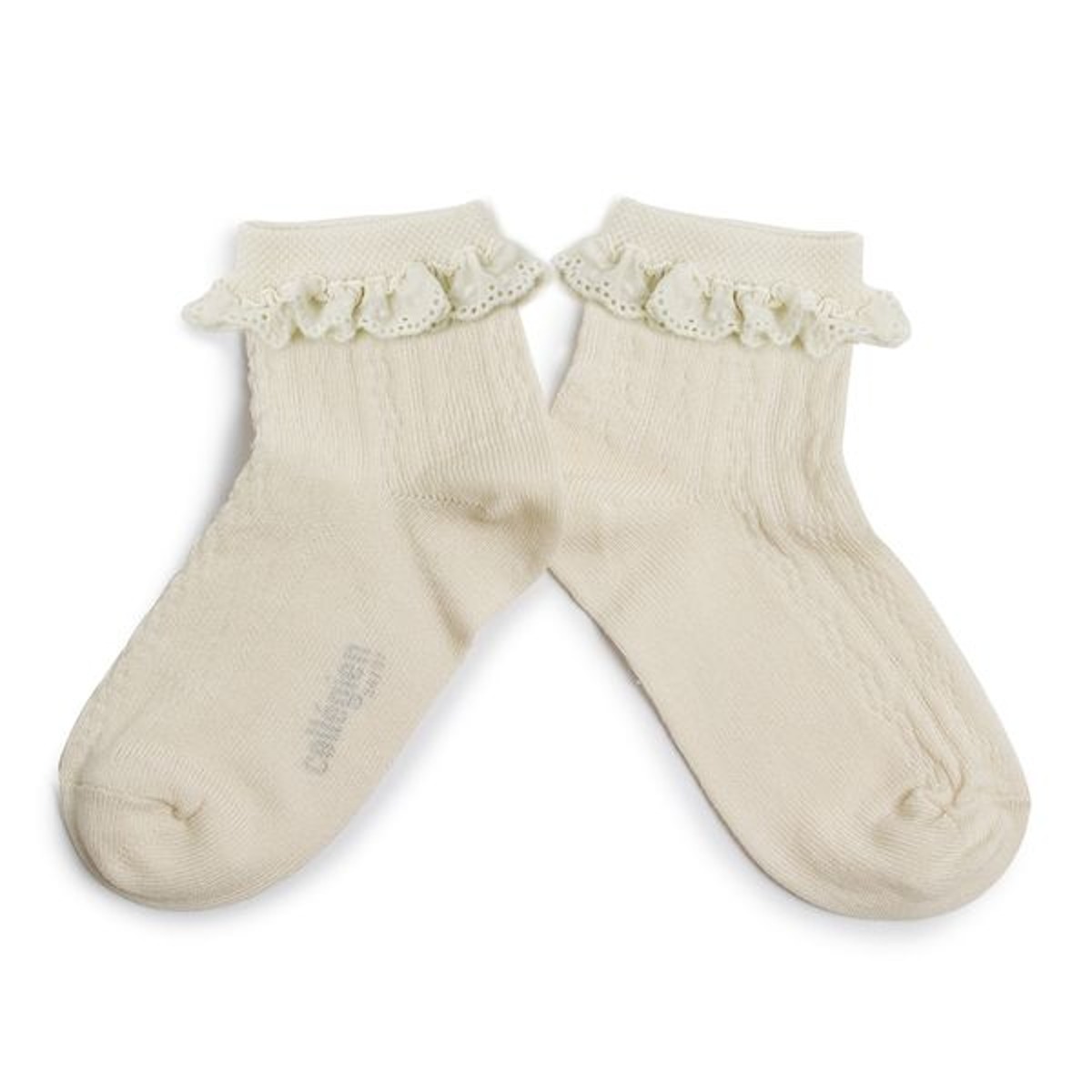 Marie-Antoinette - Lightweight Pointelle Socks with Broderie Anglaise - Doux Agneaux #037