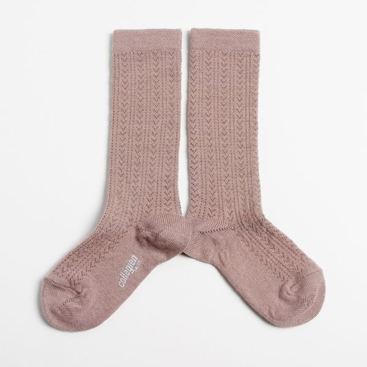 Adèle - Pointelle Merino Wool Knee-high Socks - Vieux Rose #331