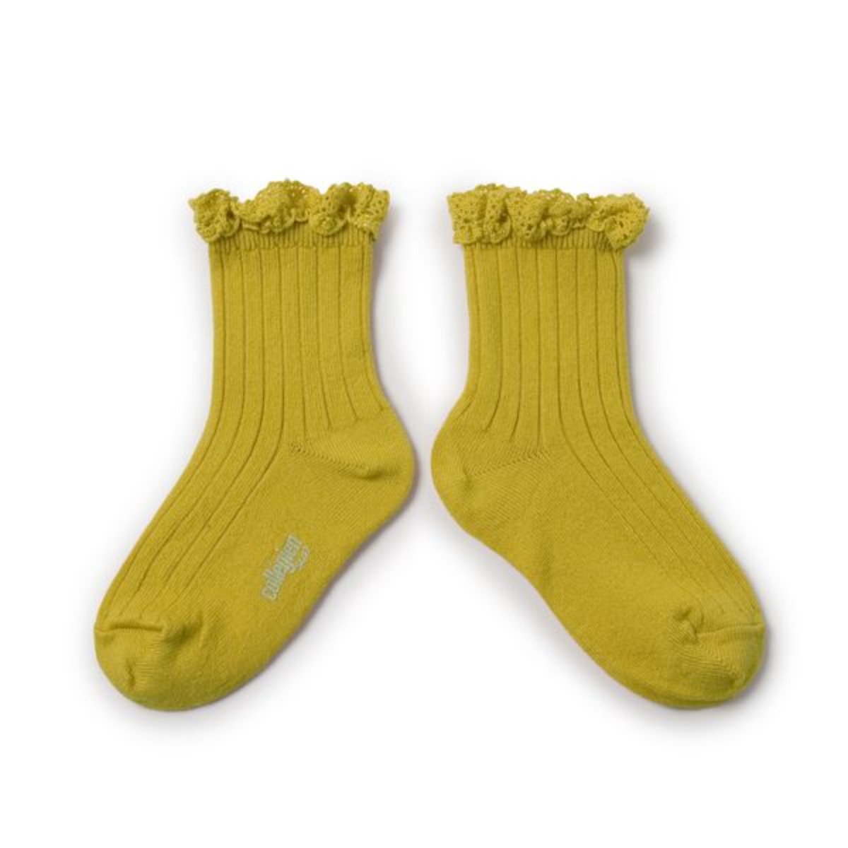 Lili - Lace Trim Ribbed Ankle Socks - Kiwi Doré #172