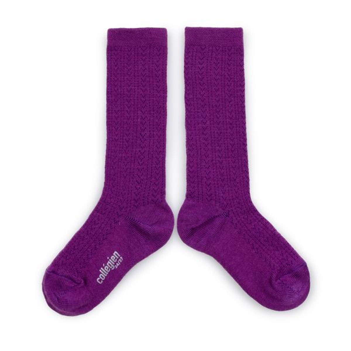 Adèle Pointelle Merino Wool Knee-high Socks - Cyclamen #544