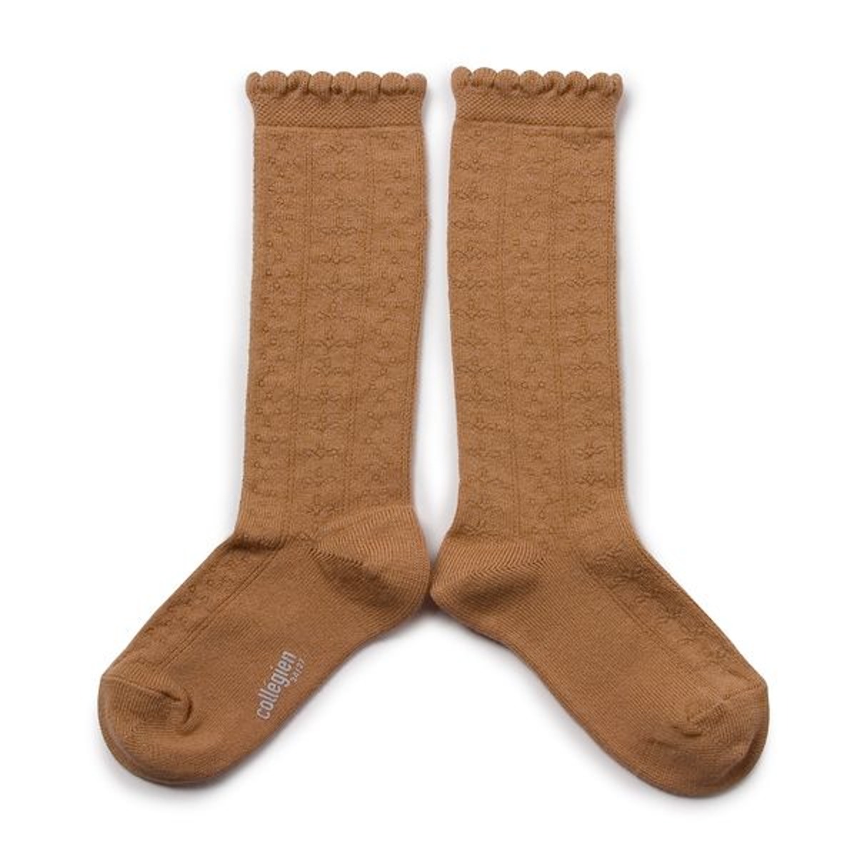Juliette - Pointelle Organic Cotton Knee-high Socks - Caramel #779