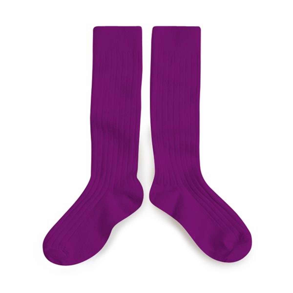La Haute - Ribbed Knee-high Socks - Cyclamen #544