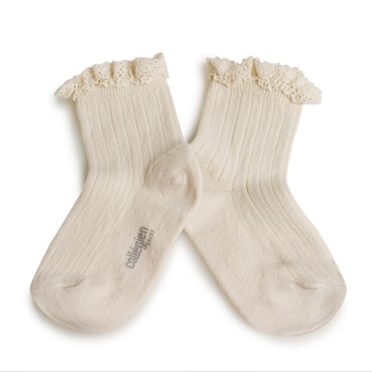 Lili - Lace Trim Ribbed Ankle Socks - Doux Agneaux #037