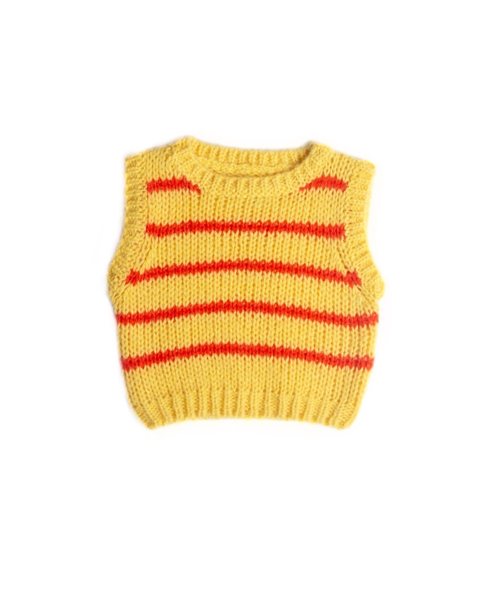 knitted spencer(yellow orange stripe)