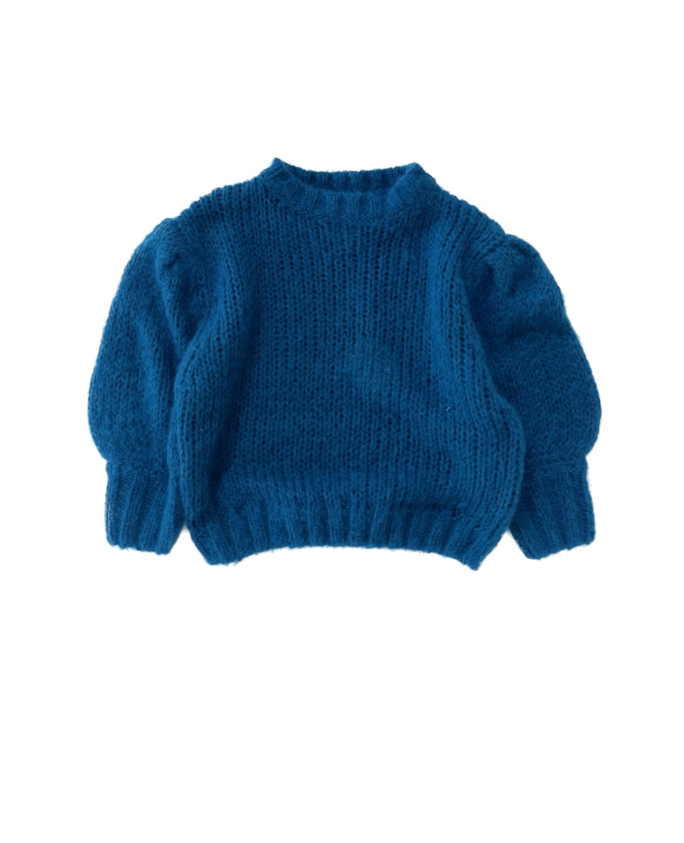 knitted puffed sweater( petrol blue)