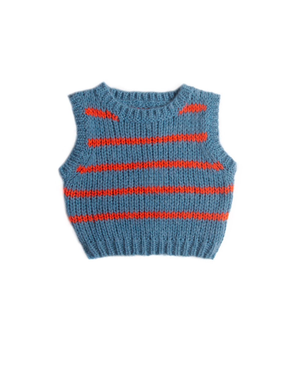 knitted spencer(blue stripe)