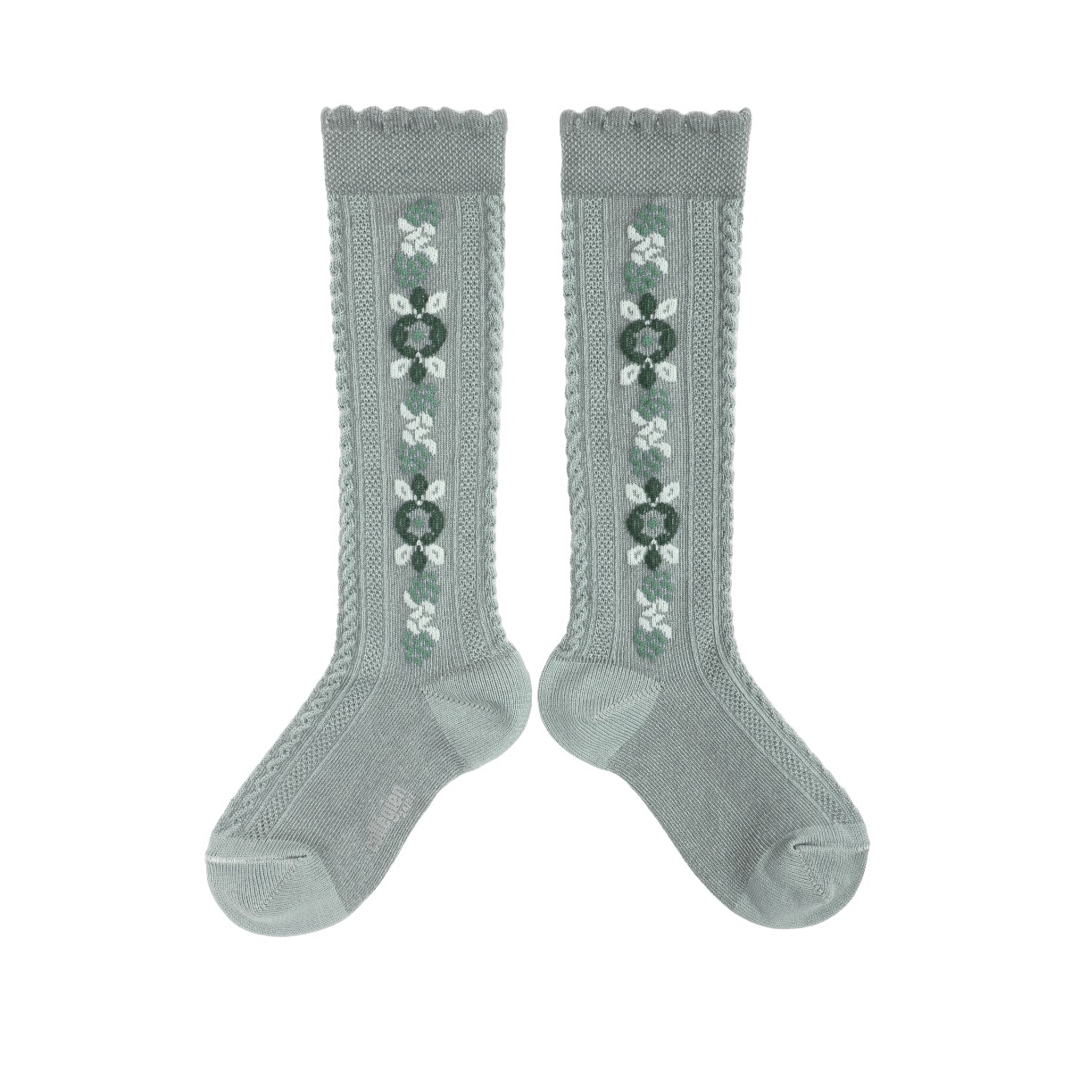 Dalia - Jacquard Flower Knee-high Socks #876