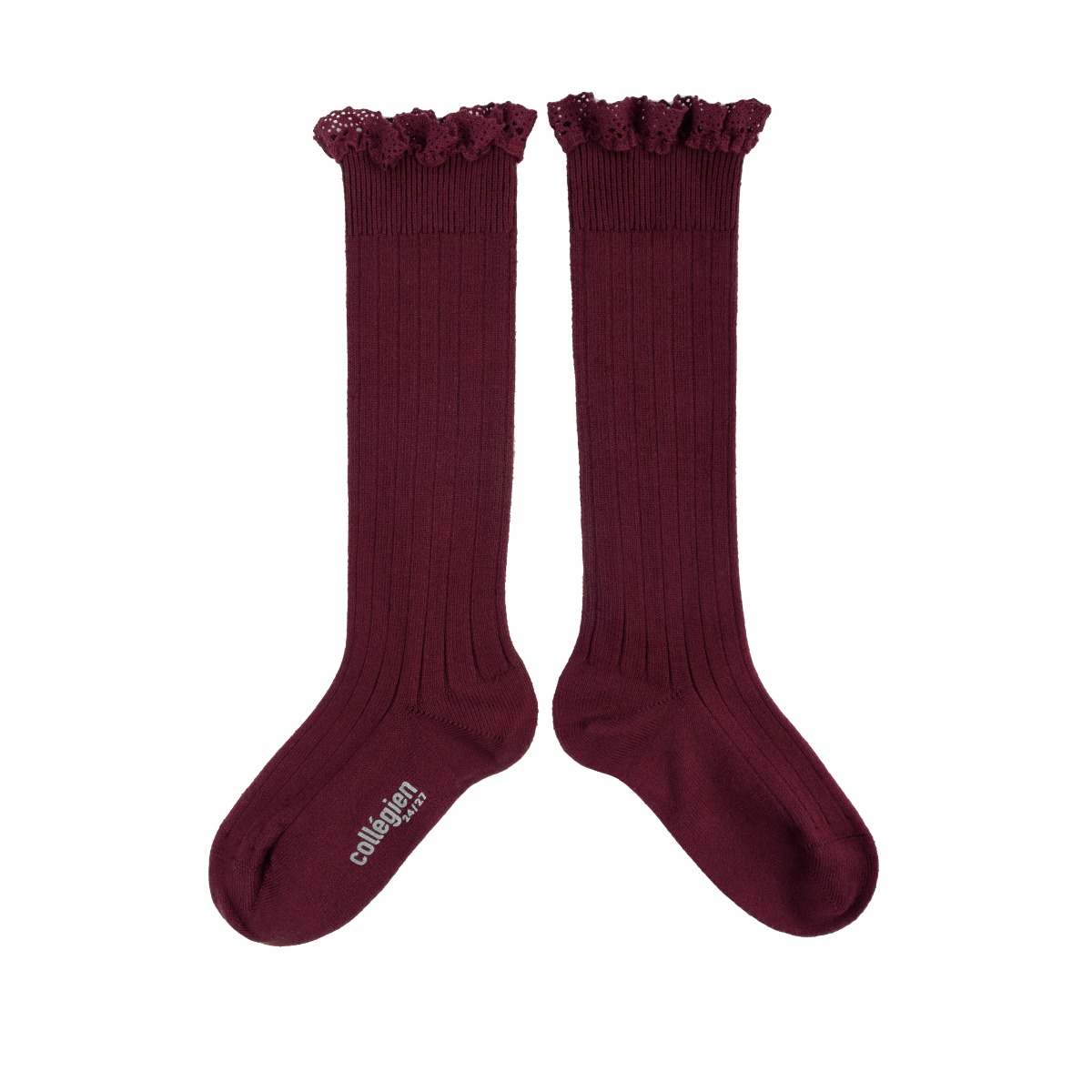 Lace-Trim Ribbed Knee-high Socks #640