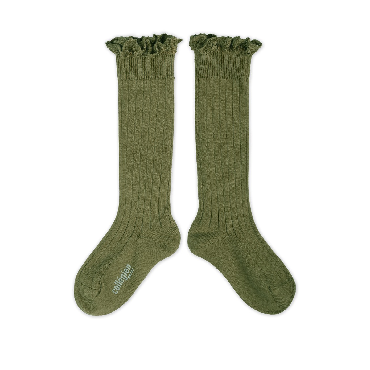 Lace-Trim Ribbed Knee-high Socks #533